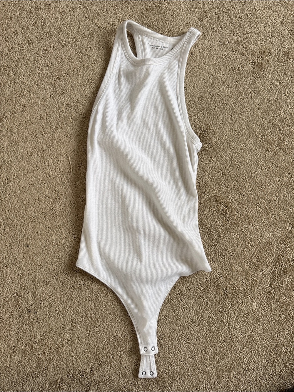 Abercrombie & Fitch White Ribbed Racerback Bodysuit